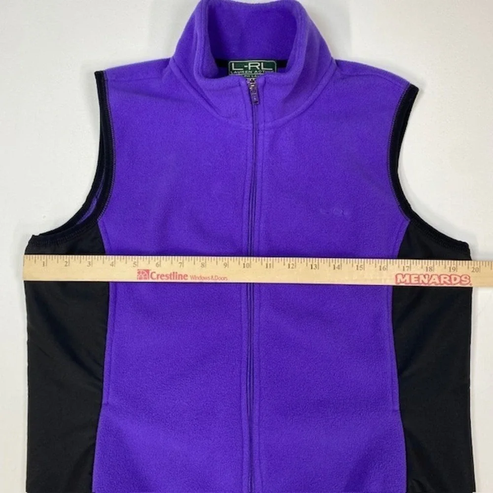 L-RL Lauren Active Ralph Lauren Purple Black Fleece Vest Womens Large‎